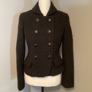 J. Crew Black Wool Peacoat Sz 2  Double Breasted Button Up 77388